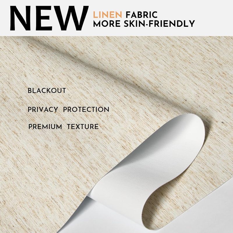 Photo 1 of Persilux Blackout Roller Shades for Window Blinds,Cordless,Linen Fabric,Thermal Insulated Fabric UV Protection Shades for Home,Office,Bedroom,Door,Blackout-Cream,40" W X 72" H
