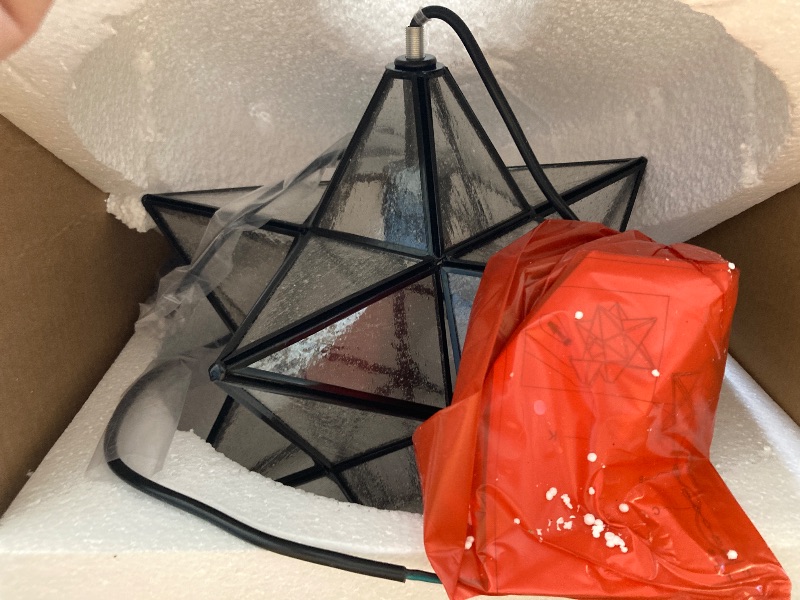 Photo 1 of Modern Moravian Star Pendant Light Seeded Large Glass Hanging Lights with Adjustable Chain, 16'' Diameter Shade Lighting for Kitchen Porch Dining Foyer Bedroom
