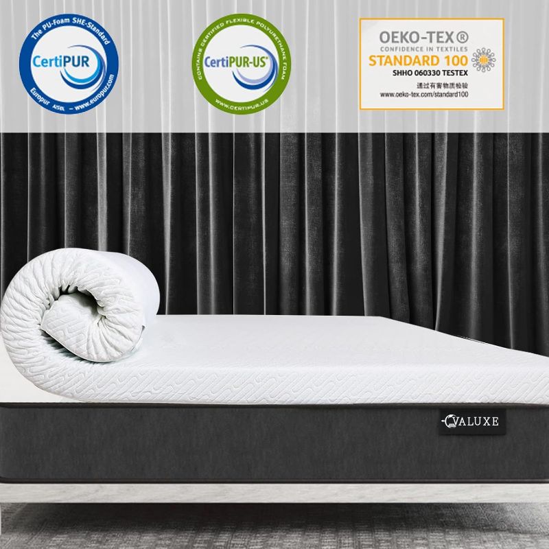 Photo 1 of 3 Inch Gel Memory Foam Mattress Topper Queen Size High Density Cooling Pad Pressure Relief Bed Topper (with Removable & Washable Bamboo Cover)
