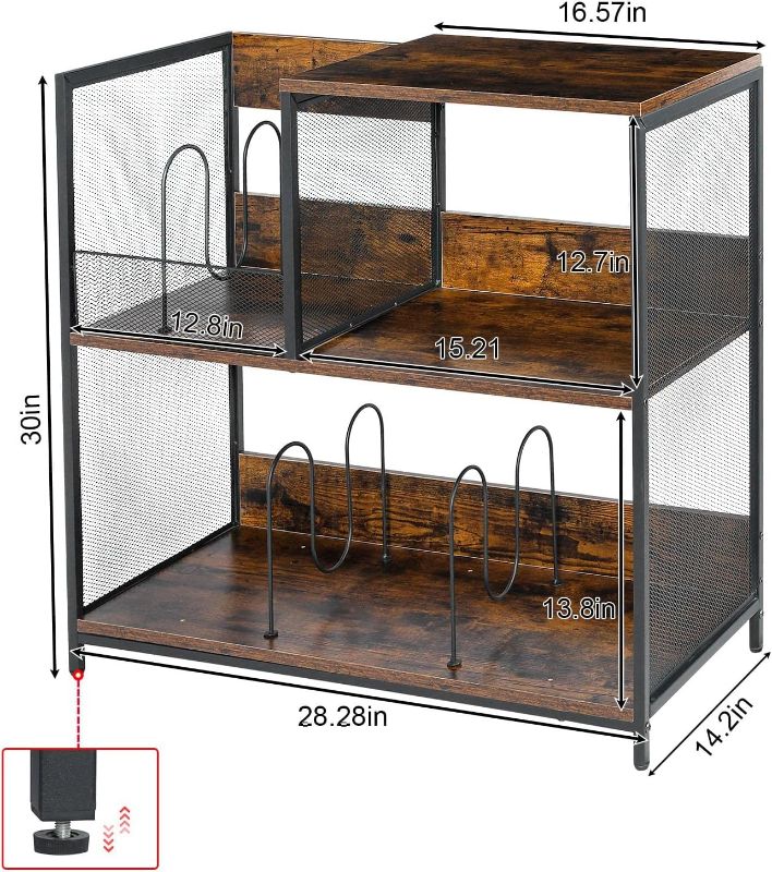 Photo 1 of 3 Tier Record Player Stand Holds Up to 300 Albums with 4 Adjustable Divider for Turntable Stand, Large Vintage Record Player Table with Vinyl Record Holder Cabinet-Patent Pending
