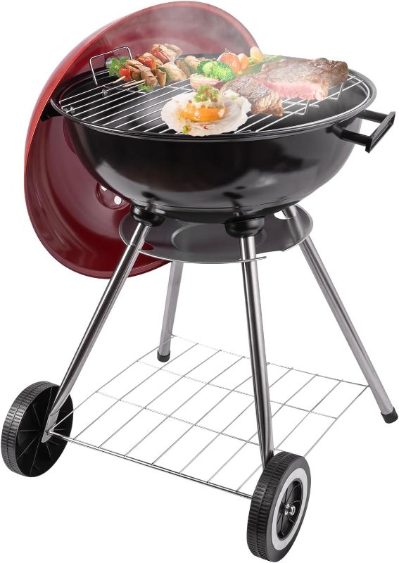 Photo 1 of Charcoal Grill - 18inch portable Charcoal BBQ Grill with handle and wheels - Kettle Grill for outdoor, backyard, picnics, party parties
