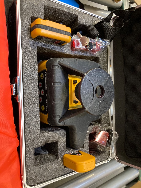 Photo 1 of Self-Leveling 0.11"/100' Rotary Laser, 2000' Rotary Laser Level Kit, IP66 with Aluminum Tripod, Grade Rod for Grading
