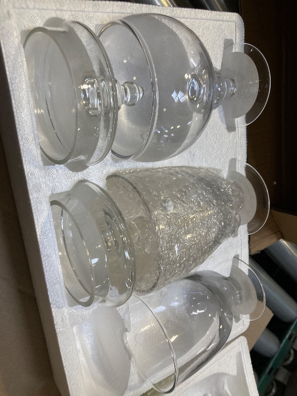 Photo 1 of Elements Glass Apothecary Jars, Set of 3 Clear Decorative Jars for Wedding Decor, Candy Buffet, Bathroom Storage, and Table Centerpieces