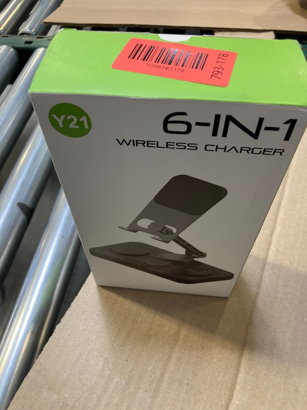 Photo 1 of 6 in 1 Wireless Charger for Apple Device, 30W Foldable Wired Charging for ipad with Clock & 7 Color Ambient Light, Nightstand Charger Station for iPhone 16/15/14/iWatch Series/AirPods 4/3(Black)