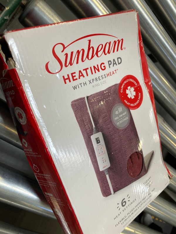 Photo 1 of Sunbeam XL Back Neck and Shoulder Heat Therapy 12 x 24 with Auto Shut Off 6 Settings Machine-Washable Comfortable Microplush Fabric - Burgundy