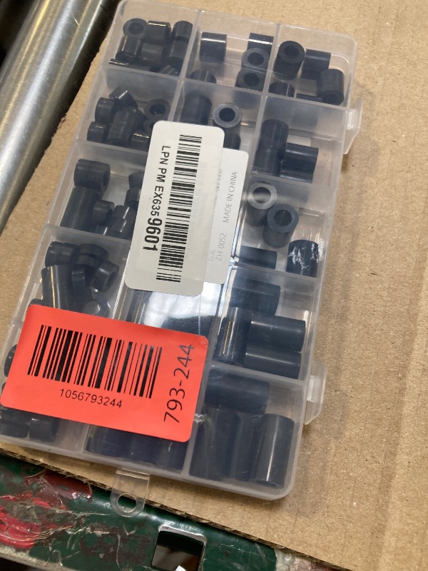 Photo 1 of Exqutoo Black ABS Round Washers ID 6.2mm,OD 11mm, 3mm 4mm 5mm 6mm 8mm 10mm 15mm 18mm 20mm Length, Assortment Kit, Non-Threaded, Suitable for M6 Screws Hardware Spacer Bracket