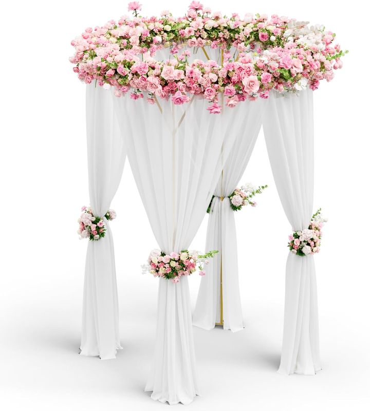 Photo 1 of Round Wedding Arch Backdrop Stand 7.5FT Gold Balloon Arch Stand Wedding Arches for Ceremony Birthday Party Baby Shower Graduation Event Decor, Garden Arch Arbor for Climbing Plants Outdoor