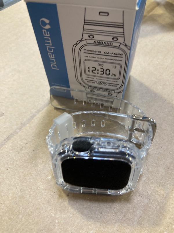 Photo 1 of amBand Rugged Clear Band with Case Compatible with Apple Watch Series 10 11 42mm, Shockproof & Protective Sport Bumper Cover for Men & Women, Lightweight Strap with Soft Comfortable Fit, Transparent