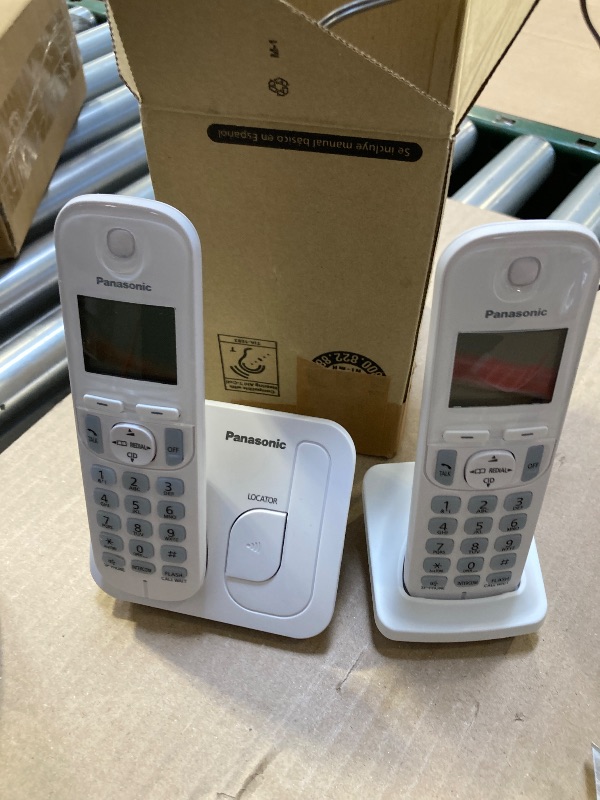Photo 1 of Panasonic Cordless Phone, 1.6" Backlit Display, Call Block, Speakerphone, 10 Hours Talk Time, 2 Handsets - KX-TGC202W (White)