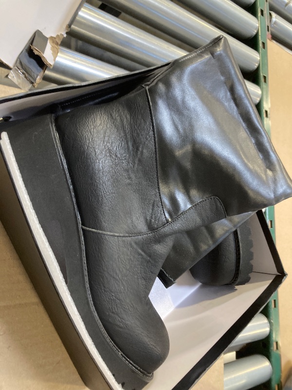 Photo 1 of TEAIEUI Women's Knee High Riding Boots Square Toe Chunky Low Heel Motorcycle Boots Slouchy Fold Over Moto Biker Boots for Women Black 10