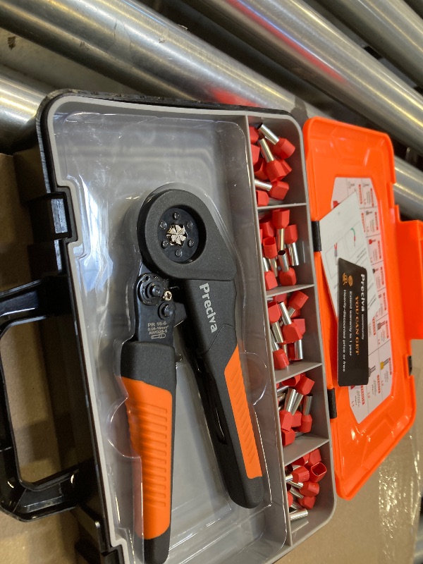 Photo 1 of Preciva Ferrule Crimping Tool Kit - AWG 28-5 (0.08-16mm²) Hexagonal Ferrule Crimper with 950Pcs Single and 350Pcs Twin Ferrules Connectors, Self-Adjustable Ratchet Ferrule Terminals Crimping Tool