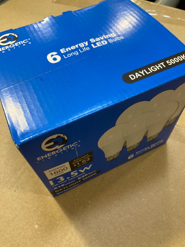 Photo 1 of E ENERGETIC LIGHTING LED Bulbs 100 Watt Equivalent, Super Brightness 1600LM, Daylight 5000K, Non-Dimmable A19 LED Bulb, E26 Standard Base, ETL Listed, 6 Packs