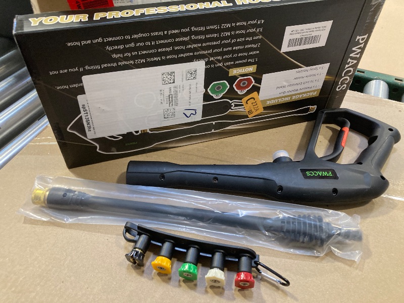 Photo 1 of PWACCS Pressure Washer Gun Replacement with Extension Wand Kit — Power Washing Trigger Handle with 5 Spray Nozzles — Pressure Washer Parts Compatible with Ryobi, Green Works & Karcher — 2000 PSI MAX