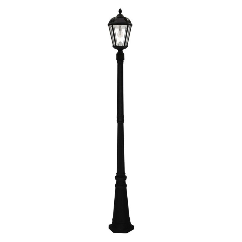 Photo 1 of Royal Bulb Series 1-Light Black Outdoor Weather Resistance Integrated LED Solar Lamp Post Light Set with Light Bulb
