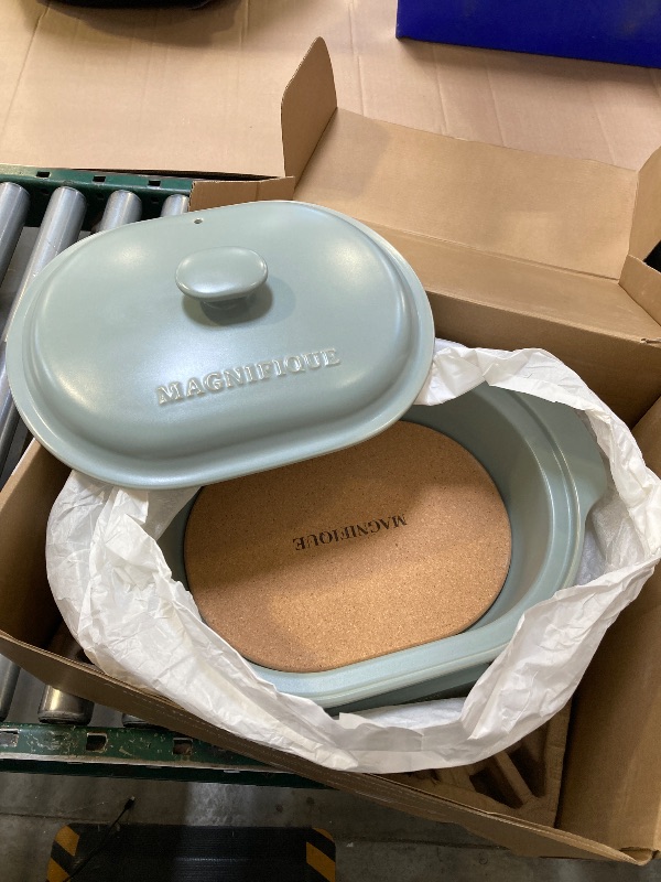 Photo 1 of MAGNIFIQUE 4 Quart Claypot Multi-Cooker, with 8-in-1 Casserole Programmable Slow Cooker, Dutch Oven, Pasta, Nonstick Oven Safe Pot to 450°F, Olive

