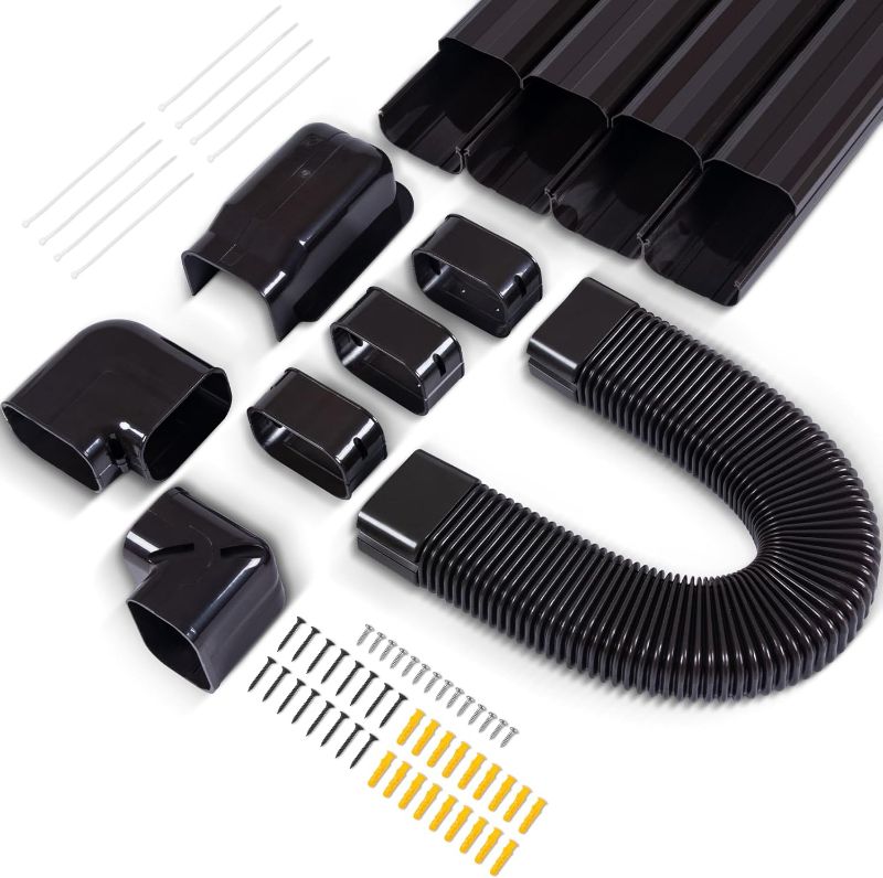 Photo 1 of 4”W 16.5Ft Decorative PVC Line Set Cover Kit for Mini Split Lineset Cover Kit for Air Conditioner & Heat Pump (Brown)
