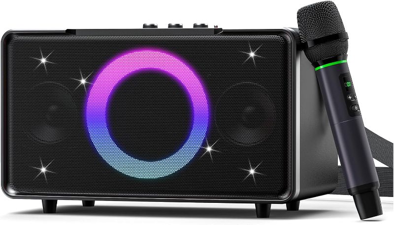Photo 1 of GFEEN Portable Bluetooth Speaker: 200W Peak, Deep Bass, 15H Playtime, Large Party Wireless Speakers, Powerful Loud Sound, Light Show, Fast Charging for Outdoor, Backyard, Home(Silver with 1Mic)
