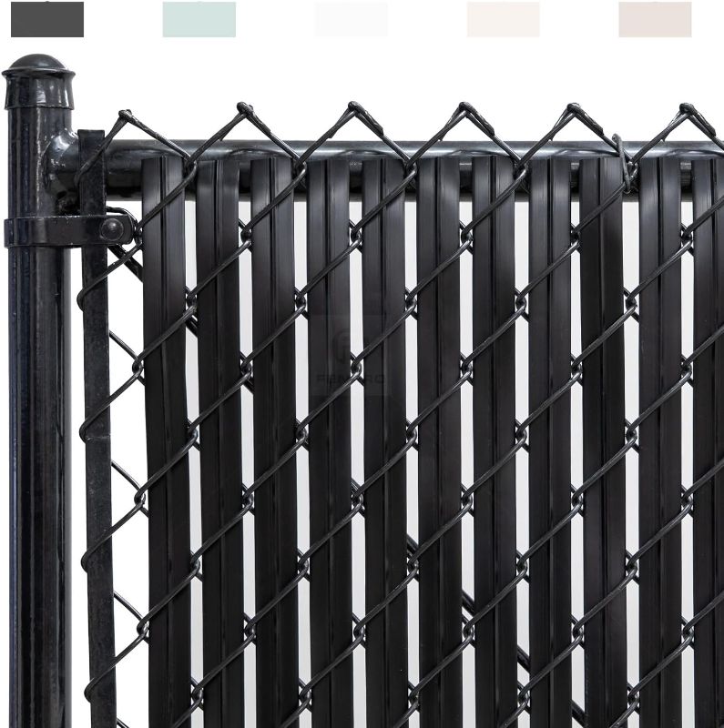 Photo 1 of Chain-Link Fence Blade Slats with Bottom Lock (4-ft, Black)
