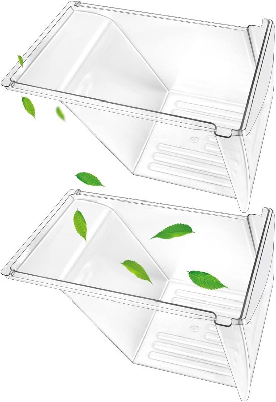 Photo 1 of [2 PACK] Upgraded 240337103 Refrigerator Crisper Drawers Bins Compatible with Frigidaire Kenmore, Frigidaire Drawer Replacement for 240337100 AP2115741 240323007, Food-grade Materials
