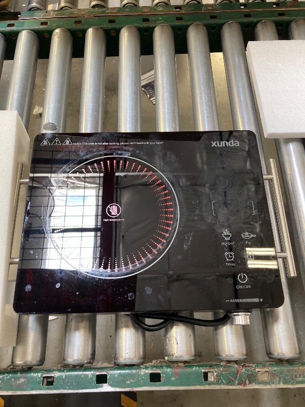 Photo 1 of 1800W Portable Electric Stove, 110v Electric Burner with Carry Handle Hot Plate, Ceramic Infrared Single Burner Cooktop, Touch & Knob Control Timer, Safety Lock (Black)
