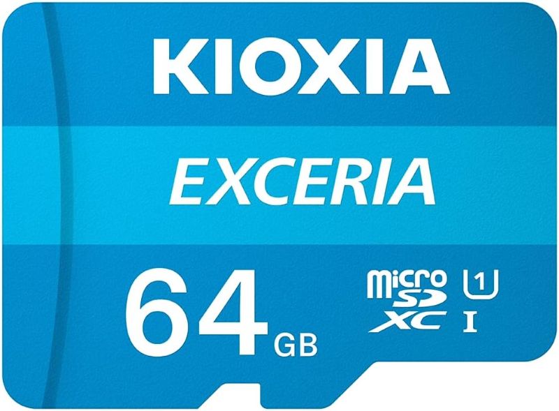 Photo 1 of KIOXIA 64GB EXCERIA microSD Memory Card U1 Class 10 100MB/s Max Read Speed, Full HD Video Recording with SD adapter 
