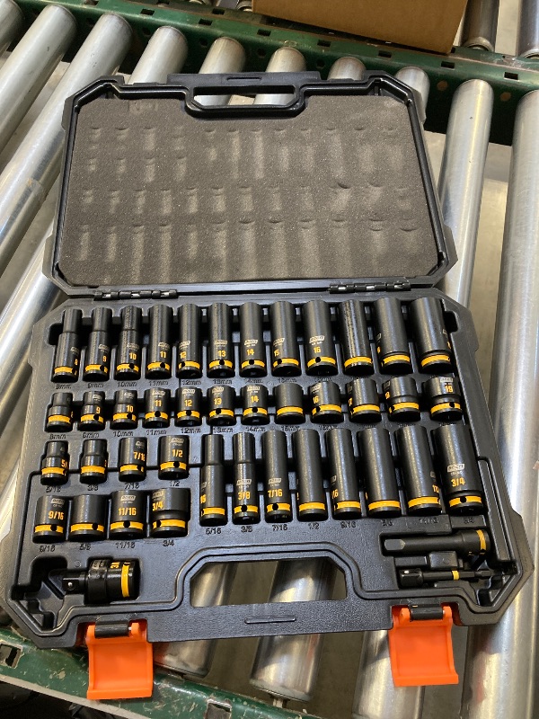 Photo 1 of BOEN Pro 3/8" Drive Impact Socket Set, 43-Piece SAE(5/16"-3/4") & Metric(8-19mm) set, 6-Point Deep & Shallow Kit with Deep Embossed and Painted Marking, CR-MO, Includes Extension Bar, Universal Joint