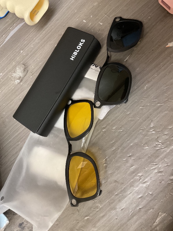Photo 1 of 2Pcs Polarized Clip for Ray-Ban Meta Wayfarer RW4008 Smart Glasses (Size L 53-22), Discoloration Clips Compatible with Ray-Ban Meta Wayfarer Protect Your Eyes, Cool and Fashion (Yellow+ Green)