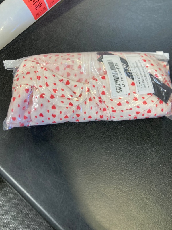 Photo 1 of Allegra K Women's Valentine's Day Heart Print Dresses Short Sleeve A-Line Peter Pan Collar Mini Dress Medium White Red