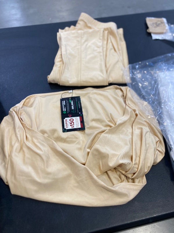 Photo 1 of acelyn 2 Piece Outfits for Women Sexy Off Shoulder Tops Bodycon Flared Pant Sets Club Outfits Tracksuit Light Gold L