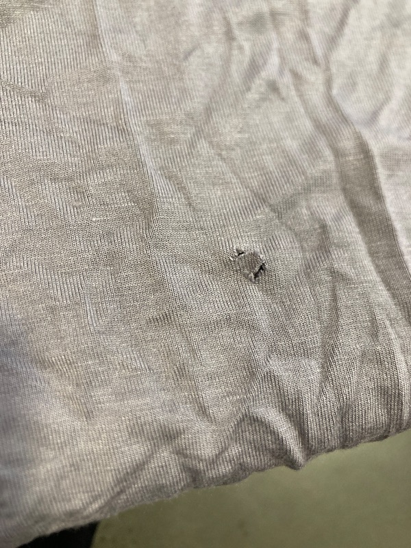 Photo 1 of Post Shoulder Surgery Shirts with Concealed Snap Buttons on Both Sides| Lightweight Soft Chemo Shirt Grey 
some small holes in shirt 