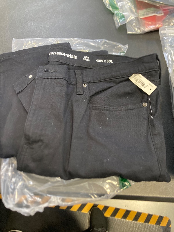 Photo 1 of Amazon Essentials Men's Slim-Fit Comfort Stretch Jeans - Discontinued Colors, Black, 40W x 30L