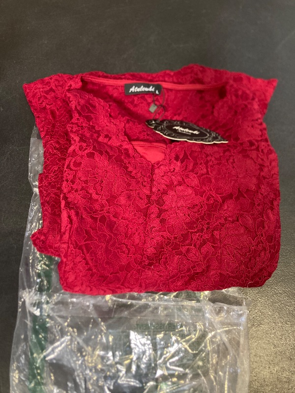 Photo 1 of Atnlewhi Womens 3/4 Sleeve Slim Fit Lace Cocktail Dresses Party Wedding Guest V Neck Formal Evening Bodycon Dress Burgundy large 