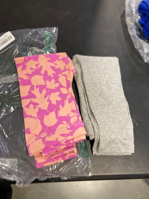 Photo 1 of Amazon Essentials Toddler Girls' Leggings, Pack of 2, Dark Rose/Grey/Light Pink Floral/Pink Leaf Print/Red Mushroom, 3T