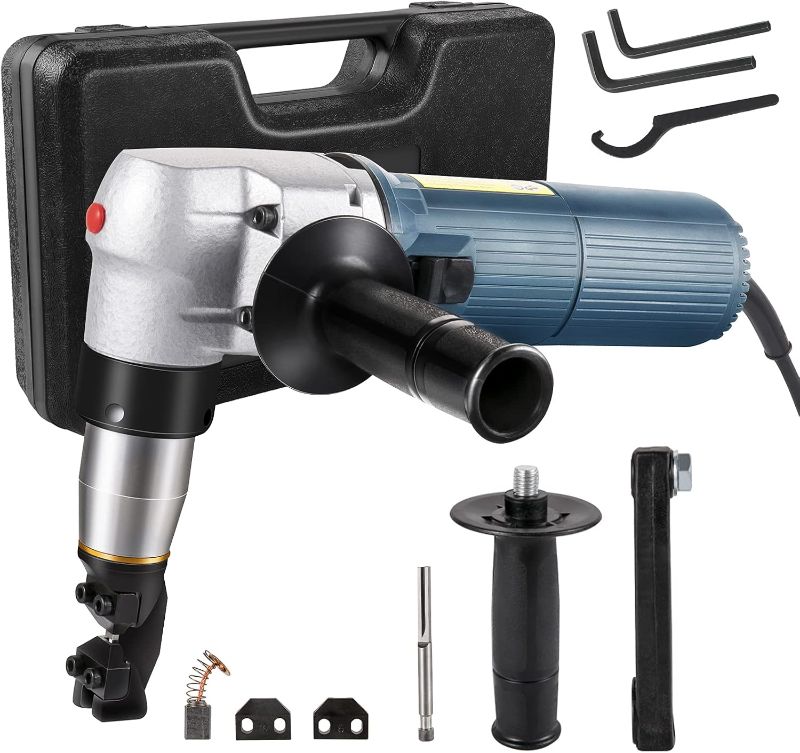 Photo 1 of VEVOR Electric Metal Nibbler 625W Nibbler Metal Cutter 1000RPM High Speed Rotor 0.16in/4mm Metal Nibbler 110V w Replaced Blades Storage Case Sheet Metal Nibbler for Cutting Stainless Steel, Aluminium
