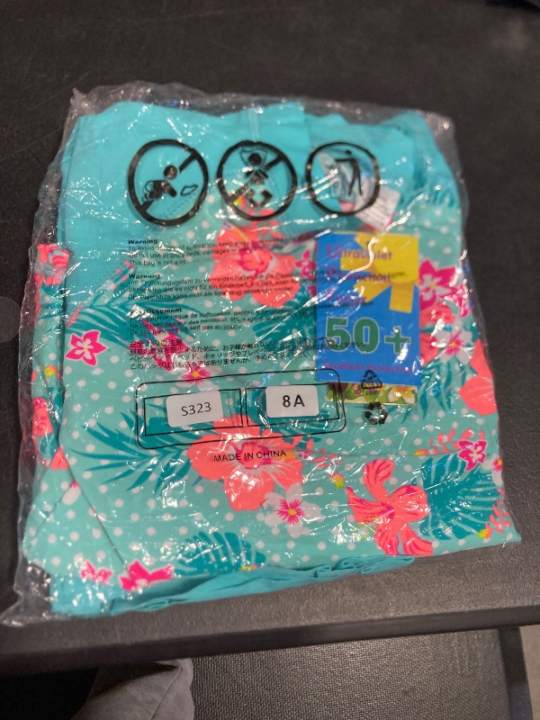 Photo 1 of BAOHULU Girl's Two-Piece Long Sleeve Swimsuits UPF50+ Rash Guard Set Kids Bathing Suit S323_Cyan_8A