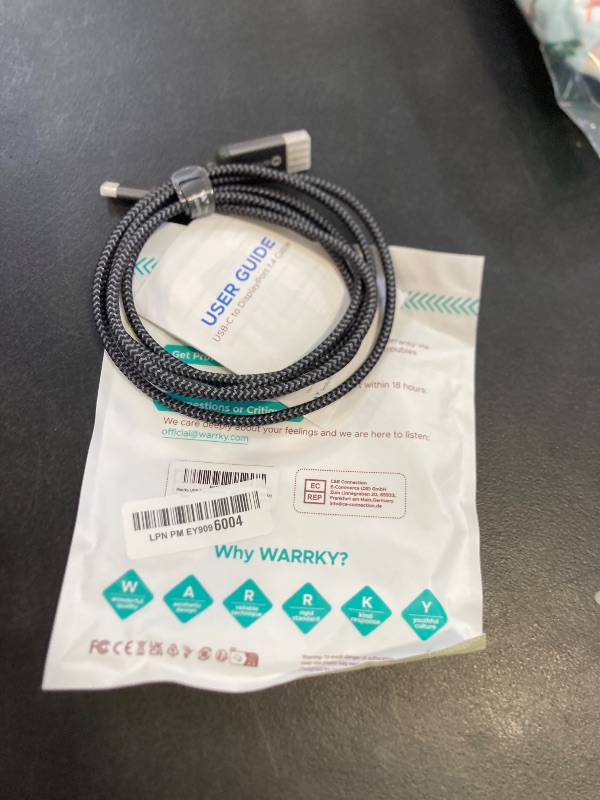 Photo 1 of Warrky USB C to DisplayPort Cable 8K 60Hz [Gold-Plated Plug, Metal Case] 4K 240Hz, 2K 360Hz Type-C to Display Port 1.4 Cord, Thunderbolt 5/4/3 Compatible with MacBook Pro/Air, iPhone 16, iPad, Galaxy