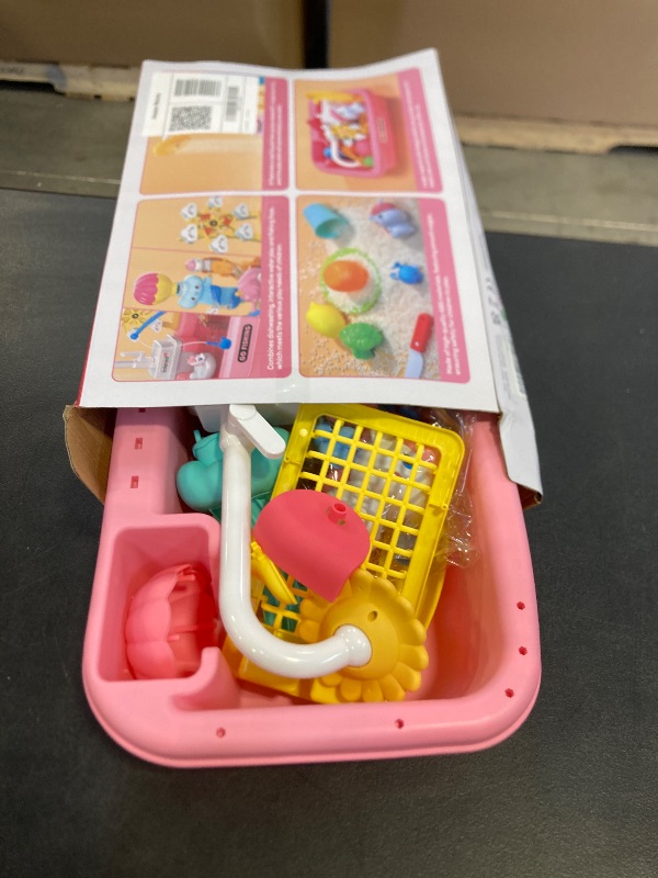 Photo 1 of CUTE STONE Play Kitchen Sink with Running Water, Toddler Play Sink for Kids, Toy Sink with Electric Faucet, Fishing Game, Pretend Dishwasher, Water Table Toys & Kitchen Accessories for Girls