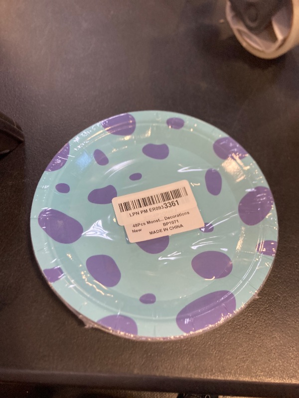Photo 1 of 48Pcs Monster Birthday Party Paper Plates for Monster Theme Party Table Supplies 7" Cartoon Blue Green and Purple Disposable Dessert Plates Tableware for Kids Birthday Baby Shower Decorations