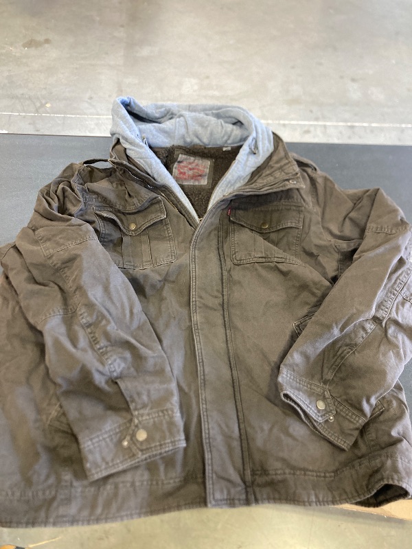 Photo 1 of Men's Levi's® Washed Cotton Sherpa-Lined Hooded Trucker Jacket
 size 2xl