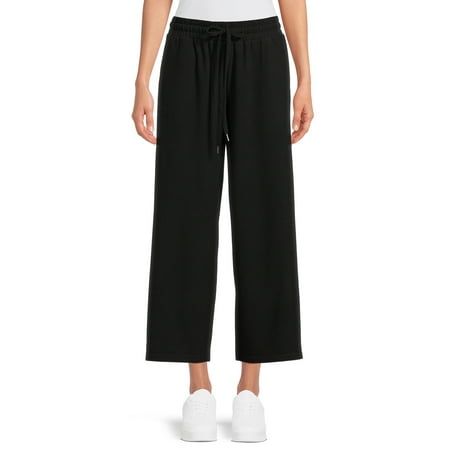 Photo 1 of Time and Tru Women’s Mid-Rise Brushed Hacci Pull-on Cropped Wide Leg Pants
small