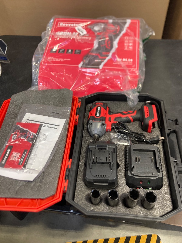 Photo 1 of Revvstark Impact Wrench, Max Torque 400 N.m Cordless 1/2 Impact Driver, 20V 3000RPM Brushless Motor, 4.0Ah Li-ion Battery and Fast Charger, 4 Pcs Sockets Included