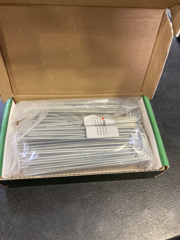 Photo 1 of FEED GARDEN 6 Inch 50 Pack Hot-dip Galvanized Landscape Staples Plant Cover Stakes 11 Gauge Tent Stakes Garden Stakes Landscaping Fabric SOD Pins Yard Stakes for Decoration Weed Barrier Fabric