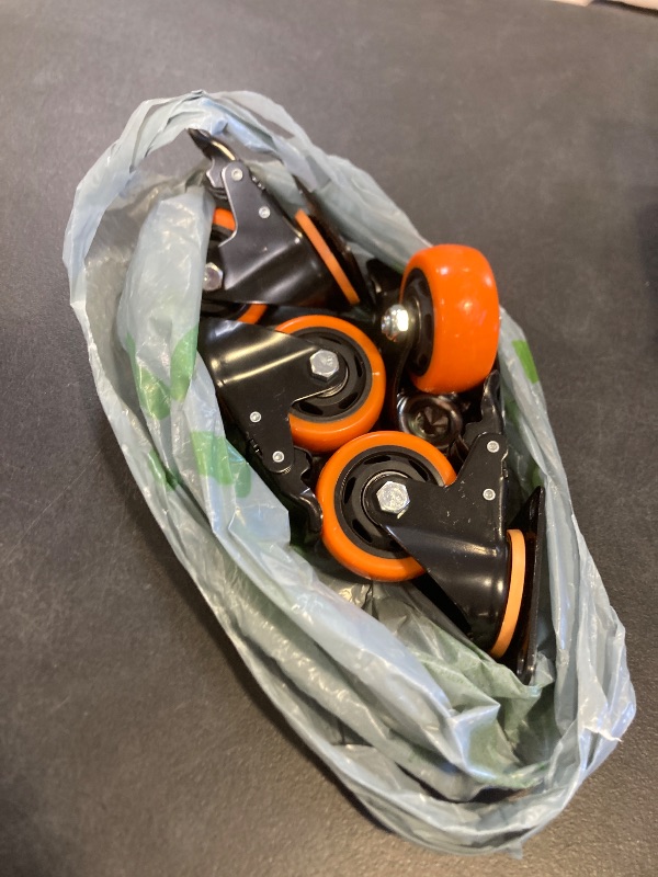 Photo 1 of 3" Casters Wheels Set of 4 Large Heavy-Duty Plate Casters Double Locking Castor Wheels Set with Brake Industrial Polyurethane Metal Wheels for Workbench, Furniture, Wood Box, Outdoor Casters