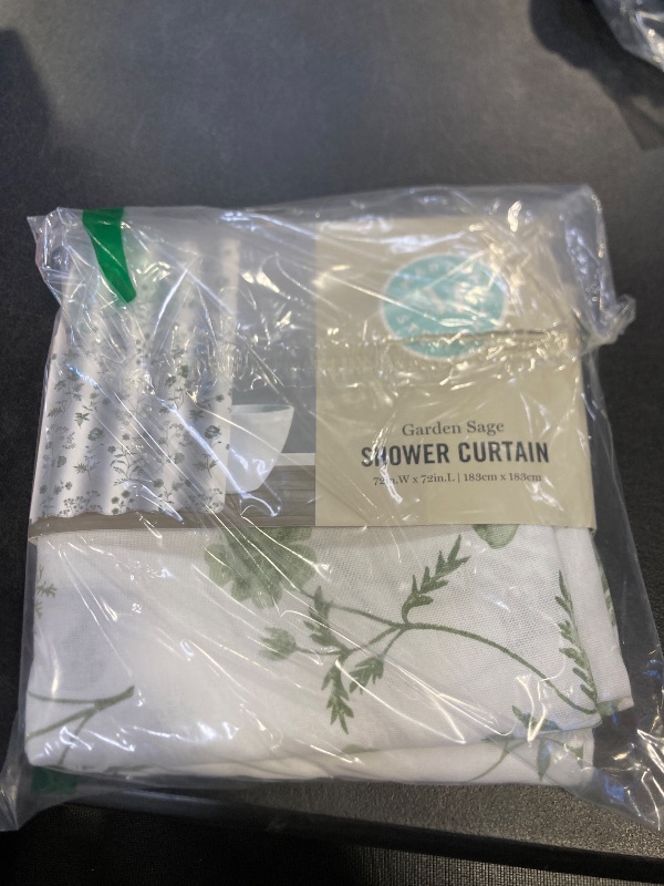 Photo 1 of Martha Stewart Martha's Garden Shower Curtain Botanical Floral Print Cotton Shower Curtain for Bathroom, Spa Quality Modern Shower Curtains Standard Size, 72x72 Sage Green