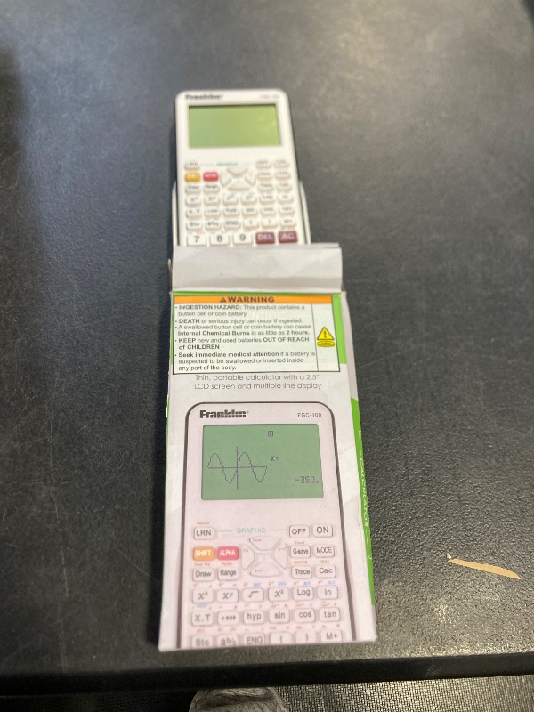 Photo 1 of Franklin Scientific Graphing Calculator with 3 Operating Modes - Scientific Calculator Includes 20 Built-in graphs - Ideal for Beginner and Advanced Courses with Protective Cover - White