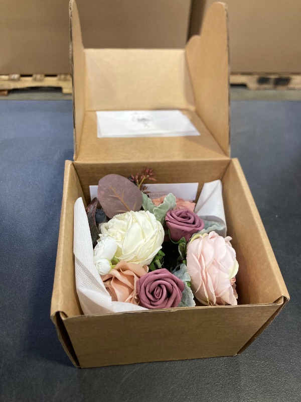 Photo 1 of Ling's moment Artificial Flowers Pink Bridesmaid Bouquet, Dusty Rose & Mauve Wedding Flowers Bouquets for Bridesmaids, 7 Inch Bridal Bouquets for Bridesmaids, Wedding Decor, Ceremony, etc