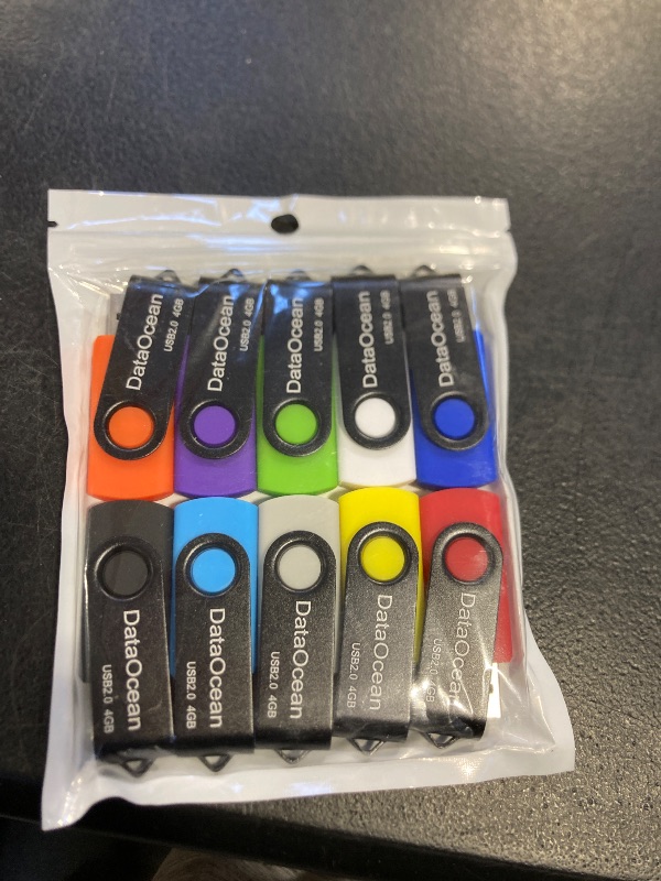 Photo 1 of 10 Pack DataOcean 4GB USB 2.0 Flash Drive Memory Stick Thumb Drives (4GB X 10 Mixed Colors)