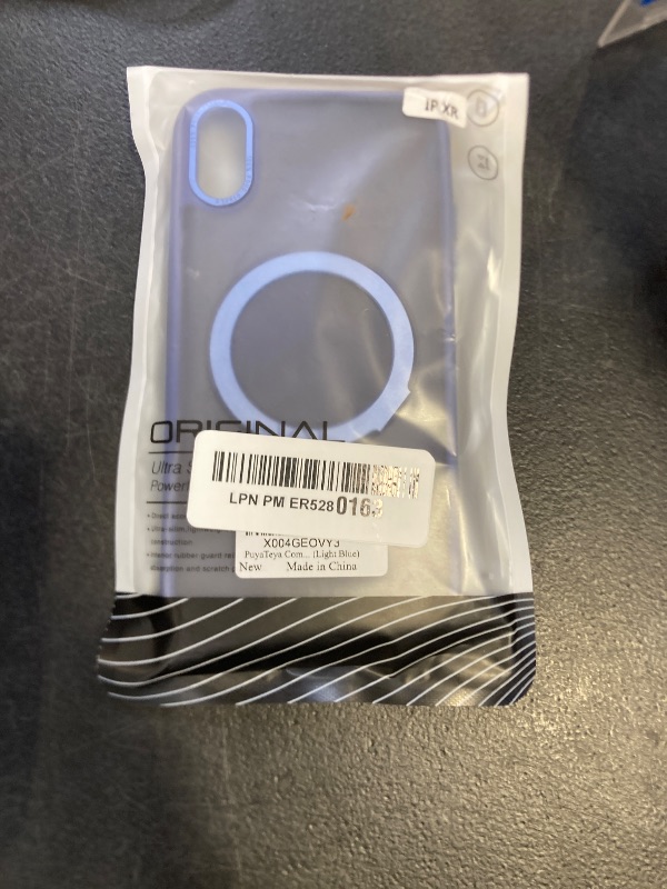 Photo 1 of PuyaTeya Compatible with iPhone XR Case with Magnetic Ring Stand, Military Drop Protection, Anti-Scratch/Anti-Fingerprint Translucent Matte Phone Case for iPhone XR (Light Blue)