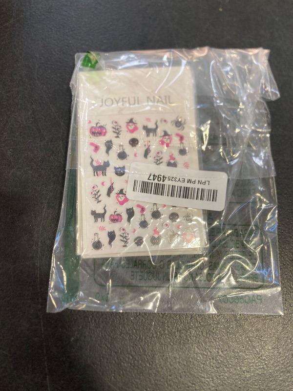 Photo 1 of 6 Sheets Halloween Nail Art Stickers 3D Self Adhesive Nail Decals Witch Black Cat Skull Spider Pumpkin Ghost Nail Design Stickers for Women Girls Halloween Nail Decoration DIY Manicure