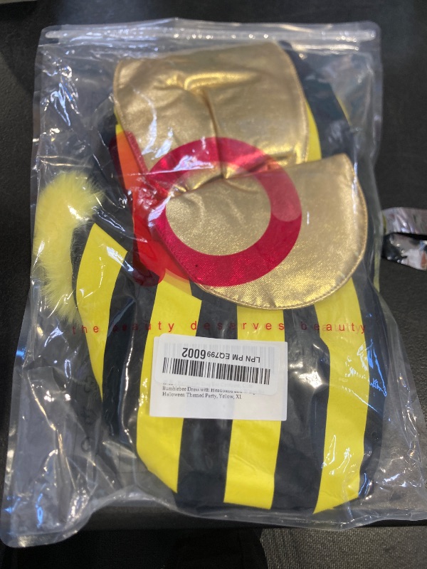 Photo 1 of Relibeauty Dog Bee Costume, Cute Cat Bumblebee Dress with Headband and Wings for Halloween Themed Party, Yellow, XL